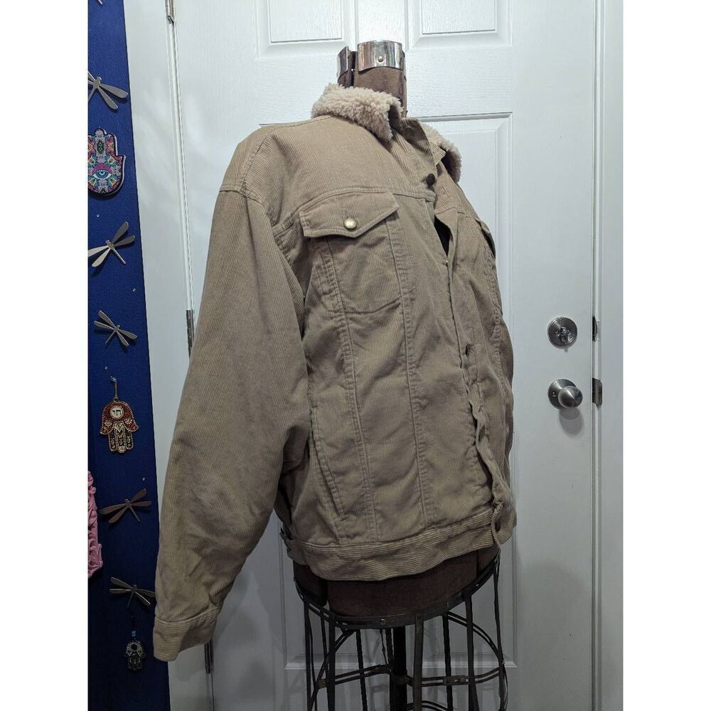 Vintage Corduroy Sherpa Lined Trucker Jacket Workwear Ranch Western Cozy Vibes